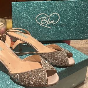 Kitten Heel Silver embellished shoes